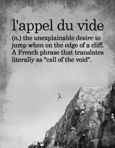 L’appel du Vide L'appel Du Vide Tattoo, One Word Quotes, French Phrases, Weird Words, Unusual Words, Short Words, Rare Words, Word Definitions, Words Matter