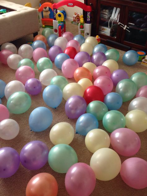 Big top circus first birthday party, balloons covering the floor for the kids to play with Balloons On Floor, First Birthday Party Balloons, Circus First Birthday Party, Circus First Birthday, Big Top Circus, Birthday Party Balloons, Circus Birthday, Big Top, First Birthday Party