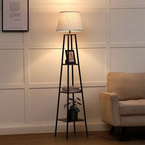 Modern Tripod Floor Lamp, Narrow Nightstand, Shelf Lamp, Linen Lamp, Bedroom Dark, Corner Floor Lamp, Table Floor Lamp, Tall Floor Lamps, Column Floor Lamp