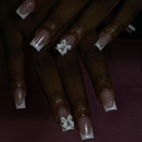 French tips 🎀😩 French Tips Duck Nails, Winter French Tip Nails, Ball Clothes, Winter Ball, Duck Nails, French Tip Acrylic Nails, Short Acrylic, Short Acrylic Nails Designs, French Tips