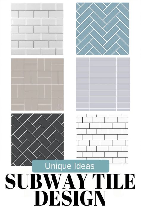 Make your subway tile unique with over 30 subway tile patterns and ideas for kitchen and bathroom backsplashes, showers, or full walls. Subway Tile Patterns Bathroom, Unique Subway Tile, Tile Layout Patterns, Subway Tile Patterns, Subway Tile Design, Patterned Kitchen Tiles, Patterned Bathroom Tiles, Patterned Tile Backsplash, Backsplash Patterns