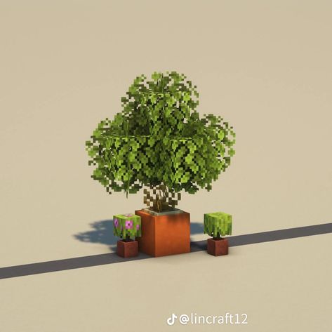 Minecraft Potted Plant Ideas, Minecraft Planter Ideas, Minecraft Plant Ideas, Minecraft Plant Decor, Minecraft Landscaping Ideas, Minecraft Details, Minecraft Trees Design, Minecraft Plants, Minecraft Tree