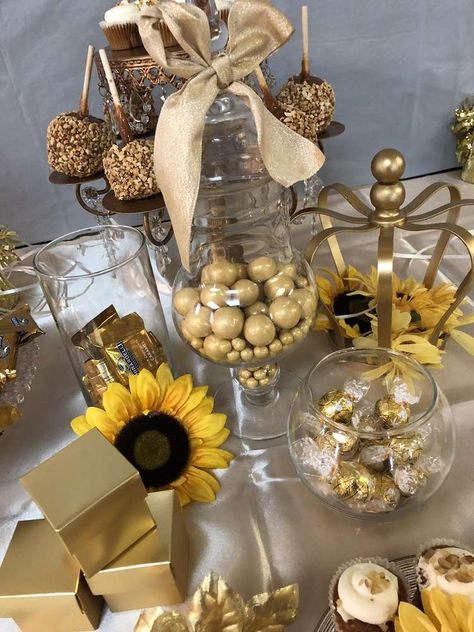 Golden Girl 75th Birthday! | CatchMyParty.com 75th Birthday Themes For Mom, 75th Birthday Ideas For Mom, 75th Birthday Ideas, Birthday Ideas For Mom, Sunflower Party, 70th Birthday Parties, 75th Birthday, Birthday Themes, Golden Girl