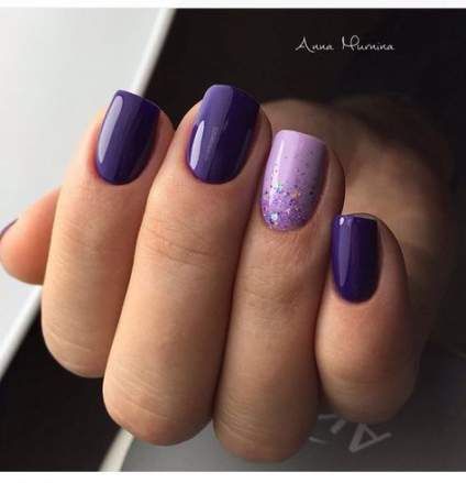 Purple Gel Nails, Purple Nail Art, Purple Nail Polish, Purple Nail Designs, Purple Nail, Her Nails, Shellac Nails, Cat Kuku, Dipped Nails