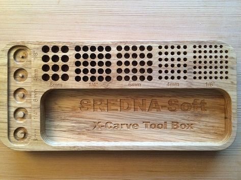 X-Carve Tool Box - Projects / Prop making - Inventables Community Forum 3018 Cnc Projects, Snapmaker Projects, Wood Cnc Projects, Dremel Tool Bits, Cnc Products, Box Cnc, Organization Garage, X Carve, Cnc Machine Projects