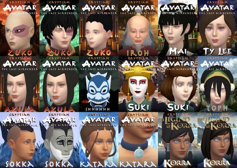 Bring Avatar The Last Airbender to The Sims 4 with this base game compatible custom content! Includes hairstyles of: Aang, Katara, Sokka, Toph, Zuko, Iroh, Azula, Suki, Ty Lee, Mai, and Korra!   TS4 S4CC ATLA TLOK CC Sims 4 Avatar The Last Airbender, Sims 4 Avatar, Toph Zuko, Zuko Iroh, Aang Katara Sokka, Sokka Toph, Aang Katara, Zombie Christmas, Garbage Dump