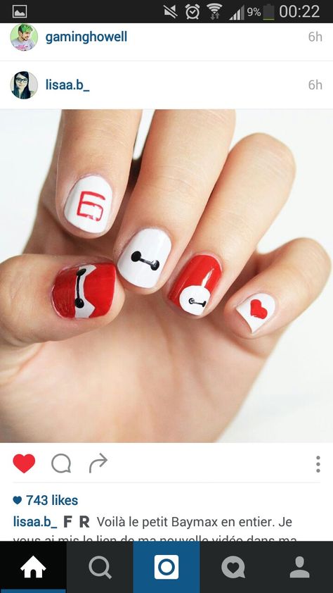 Big hero 6 nail art Big Hero 6 Nail Art, Baymax Nail Art, Big Hero 6 Nails, Baymax Nails, Bff Nails, Henna Ink, Uñas Ideas, Disney Acrylic Nails, Business Nails