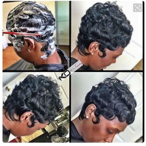 Finger Waves Short Hair, Short Weave Hairstyles, Finger Wave Hair, Teenage Hairstyles, Short Hair Waves, Finger Wave, Short Hair Black, Short Hair Pixie Cuts, Going Out Hairstyles