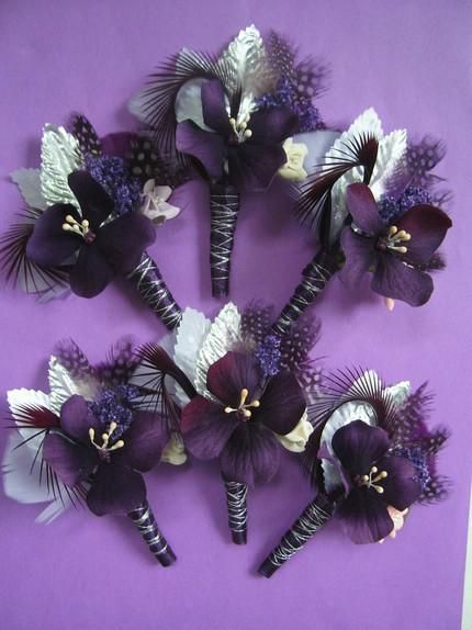 Dark Purple Hydrangea, Purple Boutonniere, Purple And Silver Wedding, Modern Wedding Flowers, Family Flowers, Purple Wedding Flowers, Hydrangea Purple, Prom Flowers, Purple And Silver