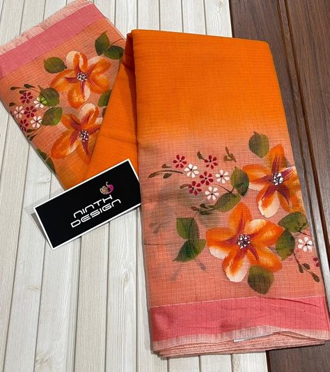 Hand Painted Cotton Saree, Saree Tips, Painting Sarees, Cotton Saree Blouse, Silk Sarees Online Shopping, Wedding Saree Blouse, Wedding Saree Blouse Designs, Anarkali Dress Pattern, Fancy Sarees Party Wear