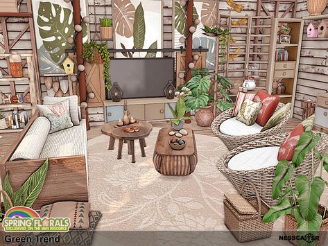 Sims Resource Sims 4 Furniture, Sims 4 Cc Nature, Sims 4 Study Room, Sims 4 Furniture, Cc Furniture, Old Mansion, Room Green, Retro Living Rooms, Foyer Decor