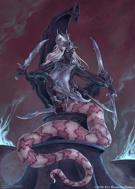 Drow Marilith (aka Type V Demon) by SpiralMagus.deviantart.com on @DeviantArt Creature Artwork, Demon Art, Dnd Art, Dark Elf, Dungeons And Dragons Homebrew, Fantasy Monster, Nagano, Fantasy Artwork, Creature Art