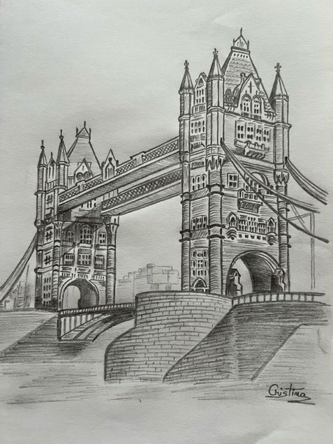 London - Tower Bridge — Drawing - pencil sketch - A place I ... 🧡💙💛💜 ...!!! Drawing Of London, Bridge Drawing Sketches, Tower Bridge Drawing, London Bridge Drawing, Big Ben Sketch, Rome Sketch, Big Ben Drawing, Bridge Drawing, London Drawing