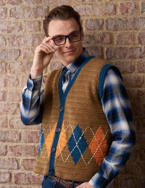 Free_mens_waistocat_crochet_pattern_alt Mens Vest Pattern, Bapak Bapak, Mens Crochet, Crochet Vest Pattern Free, Waistcoat Pattern, Crochet Waistcoat, Vest Pattern Free, Crochet Men, Crochet Hoodie