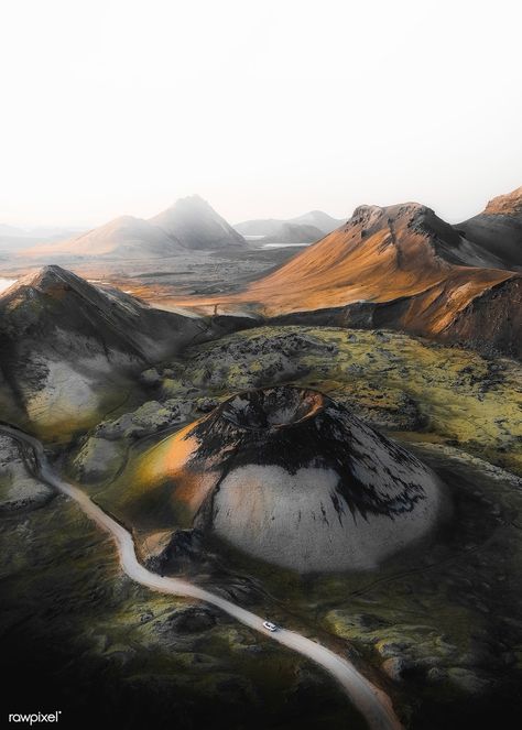 Drone shot of the volcano, Iceland | premium image by rawpixel.com / Luke Stackpoole Aztec Wallpaper, Space Iphone Wallpaper, Volcanic Mountains, Iceland Photos, Iceland Landscape, Iceland Photography, Tumblr Photography, Back To Nature, Nature Wallpaper