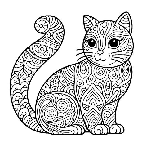 Cat with Artistic Patterns 🐱🎨✨ Zentangle Coloring Pages, Artistic Patterns, Pattern Coloring Pages, Color Images, Dog Images, Cute Coloring Pages, Colouring Pages, Colour Images, Works Of Art