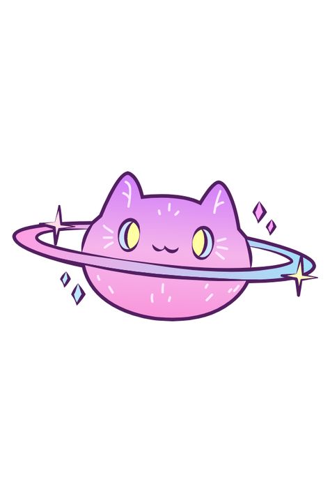 In far, far space there is a pink planet in the shape of a cat's head. It was from there that we got this memorable sticker with its image.. Pink Planet, Planet Drawing, Chat Kawaii, Cute Kawaii Animals, Stickers Kawaii, Cute Kawaii Drawings, Space Cat, Kawaii Animals, Dessin Adorable