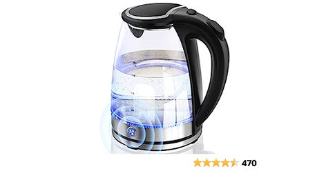 Amazon.com: Pukomc Electric Kettle with Keep Warm - 1.7L Glass Water Boiler with Wide Opening, Led Indicator, Auto Shut-Off and Boil-Dry Protection - Series 9480: Home & Kitchen Electric Tea Kettle, Water Boiler, Healthy Water, Cord Storage, Water Kettle, Water Reservoir, Blue Led Lights, How To Make Tea, Tea Kettle