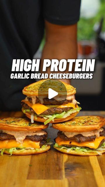 Panacea Palm | Dij 🙋🏽‍♂️ on Instagram: "Easy High Protein Garlic Bread Cheese Burgers! 🔥🧄🍔

OVER 50g Protein! Delicious & Quick 💪🏽

Check out my high protein cookbooks for over 100+ recipes just like this one! 📕👨🏽‍🍳 (link in bio)

Serves 3: 🍔🍔🍔

Calories & Macros📊
Per McGriddle: 515 calories
52g P | 30g C | 21g F

Juicy Burger Patties
- 600g lean beef mince (5% or less)
- 1 egg
- salt and black pepper to taste
- cooking spray (I use chosen foods avocado spray)

Sear on High Heat for 1-2 minutes on both sides, till crispy, be careful not to over cook 🔥👨🏽‍🍳 

Garlic Bread Buns 
- 3 Aldi brioche burger buns 
- 40g light butter 
- 2 cloves garlic (finely diced)
- chopped parsley

Secret Burger Sauce
- 60g light mayo
- 40g reduced sugar ketchup
- 8g American mustard
- 15g cho High Protein Mcgriddle, High Protein Burger, High Protein Sandwiches, Secret Burger Sauce, Garlic Bread Cheese, Protein Burger, Best High Protein Foods, Brioche Burger Buns, 50g Protein