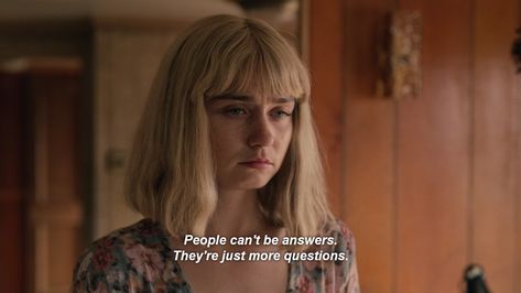 the end of the f***ing world People can't be answers. They're just more questions Movie Quotes Aesthetic, Jessica Barden, Advertising Quotes, Series Quotes, Disney Instagram, 90's Fashion, Movie Lines, Quotes Disney, Film Quotes