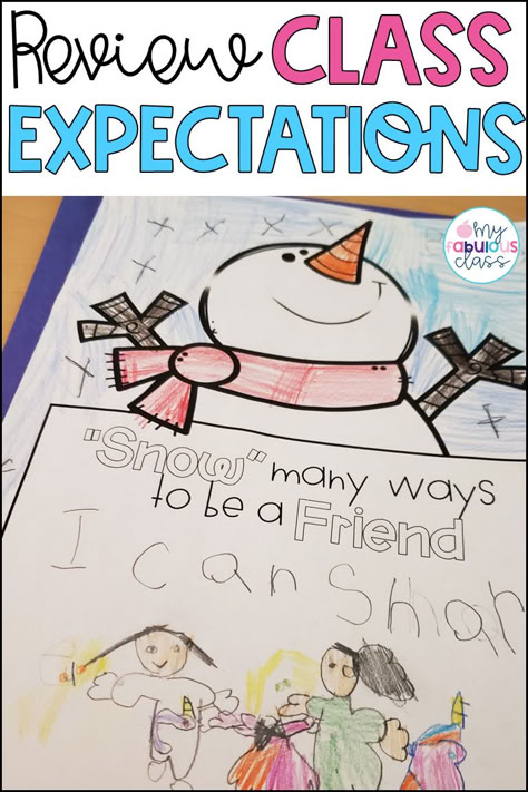 Review classroom expectations this january with The Magic of Christmas Snow. It is the perfect winter read aloud for talking about friendship. Students can create the snowman winter craft. It is a great way to decorate your January bulletin boards. This is a wonderful winter activity and craft. Snowman Writing Kindergarten, The Magic Of Friendship Snow Activities, January Grade 1 Activities, Winter Bulletin Board Kindergarten, January Craft Kindergarten, Winter Writing Kindergarten, January Teaching Ideas, January Kindergarten Themes, January Writing Ideas