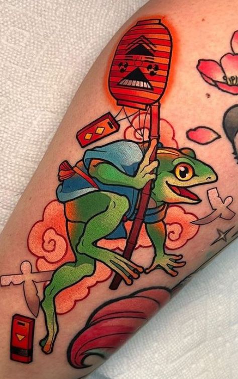 Seoul Hongdae, Wizard Tattoo, Neo Tattoo, Frog Tattoo, Uv Tattoo, Tattoo Me, Frog Tattoos, Fantasy Tattoos, Traditional Japanese Tattoos