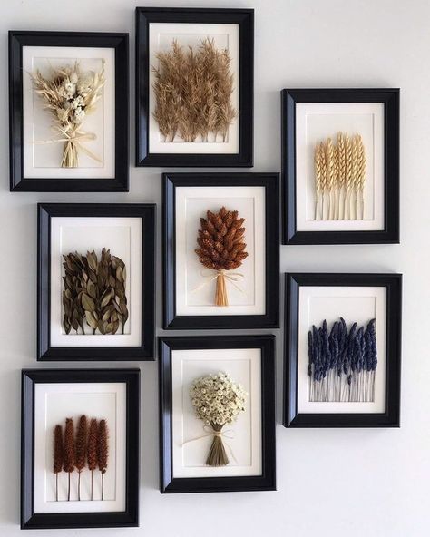 Dried Flower Framed Art, Wall Frame Ideas, Pressed Flowers Diy, Dried Flowers Diy, Pressed Flower Crafts, Paper Flower Art, Diy Boho Decor, Kitchen Decor Wall Art, Frame Ideas