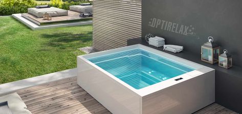 Outdoor Whirlpool - Spa kaufen von OPTIRELAX® Plung Pools, Portland Landscaping, Whirpool Outdoor, Patio Pools, Modern Hot Tubs, Outdoor Jacuzzi, Kleiner Pool Design, Container Pool, Dreams Spa