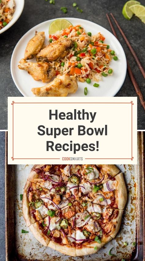 7 Healthy Super Bowl Recipes | You’ll love these healthy versions of your favorite Super Bowl party foods! Includes meat + vegetarian options for your game day favorites. | CookSmarts.com Healthy Super Bowl Recipes, Food Sweet Potato, Super Bowl Food Ideas, Bowl Food Ideas, Healthy Super Bowl, Super Bowl Food Easy, Sweet Potato Bites, Potato Rounds, Super Bowl Food Healthy