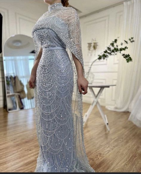 Attire For Wedding, Evening Dress With Cape, Beaded Formal Dress, Long Cape, Mermaid Evening Dress, Soiree Dress, Elegant Dresses Classy, فستان سهرة, Mermaid Evening Dresses