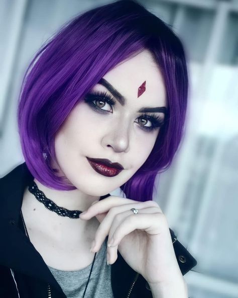 Raven Teen Titan Makeup, Raven Makeup Teen Titans, Raven Makeup Titans, Raven Cosplay Makeup, Raven Makeup, Yor Cosplay, System Faceclaims, Cosplay Raven, Modest Costumes