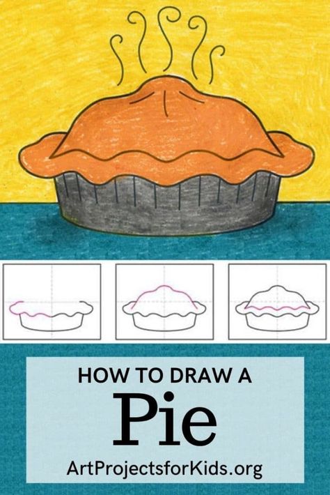 Easy How to Draw Pie Tutorial and Pie Coloring Page · Art Projects for Kids Pie Template Free Printable, How To Draw A Pie, Pie Art Project, Pie Art Projects For Kids, How To Draw Thanksgiving Things, Middle School Thanksgiving Art Projects, Pie Crafts For Kids, Pie Drawing Easy, Thanksgiving Art For Kids