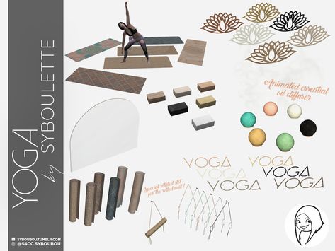 Ts4 Yoga Cc, Sims Yoga Cc, Sims 4 Yoga Mod, Syboulette Sims 4 Cc, Sims 4 Cc Yoga, Sims Room, Asthetic Stationery, Sims 4 Modern House, Sims 4 Cc Furniture Living Rooms