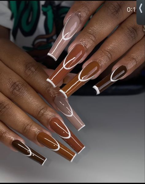 Brown Acrylic Nails Design, Brown Acrylic Nails, Pedicure Designs, Dope Nail Designs, Long Acrylic Nails Coffin, Coffin Nails Long, Long Square Acrylic Nails, Pink Acrylic Nails, Brown Nails