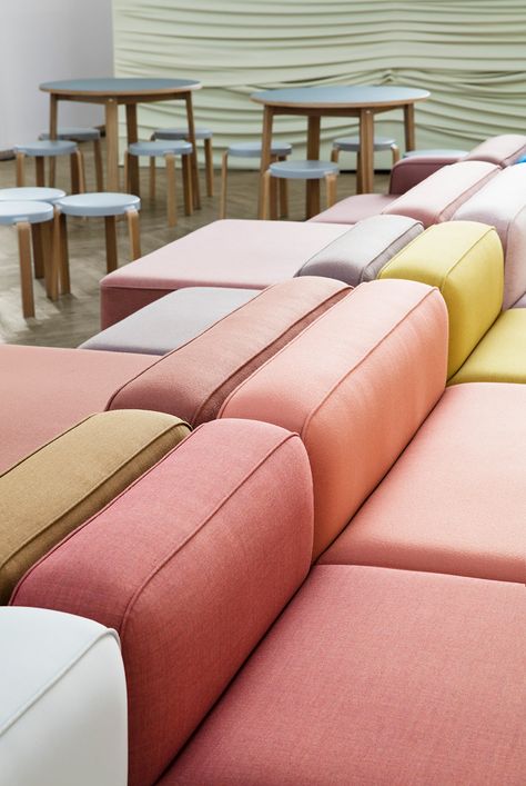 Normann Copenhagen’s designs respond to social settings – just as people do - News - Frameweb Peach Furniture, Norman Copenhagen, Copenhagen Furniture, Copenhagen Design, Natural Palette, Shades Of Peach, Square Pouf, Head And Heart, Normann Copenhagen