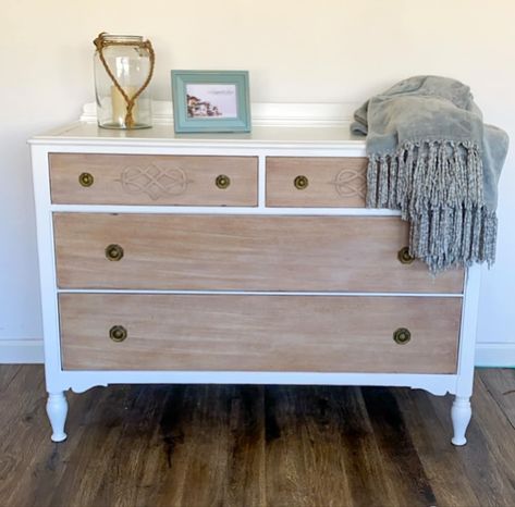 Dresser Makeover For Nursery, Half Painted Dresser, Dipped Dresser, Paint Frame, Diy Furniture Flip, Furniture Flipping, Furniture Flip, Furniture Flips, Refinished Furniture