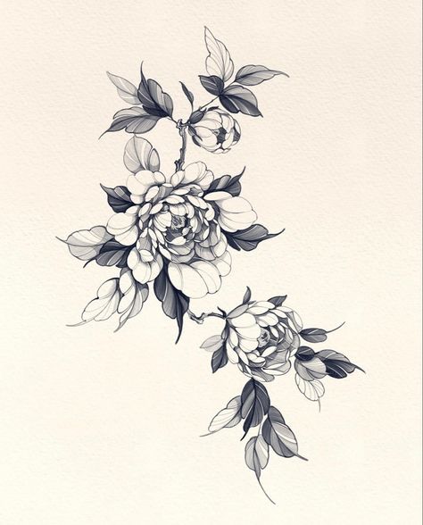 Japanese Peony Tattoo, Baroque Tattoo, Random Flowers, Japanese Peony, Peony Flower Tattoos, Japanese Flower Tattoo, Peony Tattoo, Floral Tattoos, Floral Tattoo Sleeve