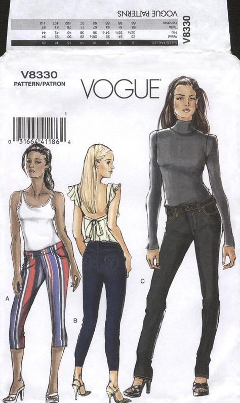 Jean Sewing Pattern, Jean Sewing, Low-rise Pants, Jeans Pattern, Sewing Pattern Book, Low Rise Pants, Patterned Jeans, Vogue Sewing Patterns, Vogue Patterns