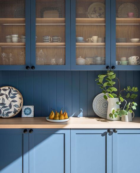 One of our all time favourite kitchens! The gorgeous blue kitchen cabinetry is paired with our Iron Cupboard Knobs (Code 4084) Design by @gshepherdinterior ⁠🏡⁠ ⁠ Discover TradCo cabinetware online now • TradCo.com.au #TradCo Caned Kitchen Cabinets, Rattan Cabinet Kitchen, Cane Cabinets, Rattan Cabinets, Blue Interior Design, Interior Design Photography, Kitchen Design Trends, Inside Design, Bungalow House