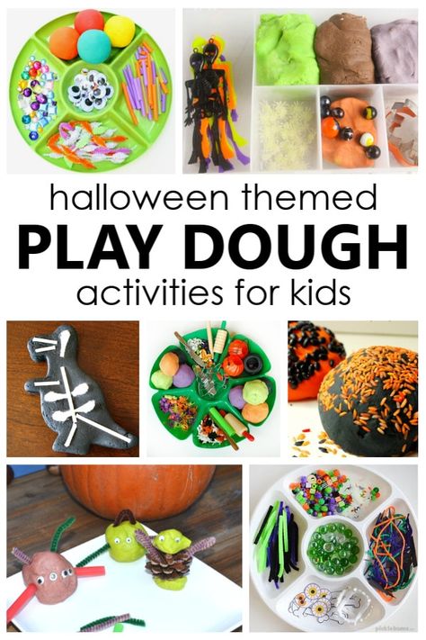 Halloween Games For Kindergarten, Dough Activities For Kids, Halloween Play Dough, Play Dough Activities, Halloween Theme Preschool, Play Dough Invitation, Halloween Lesson Plans, Sensory Materials, Games For Kindergarten