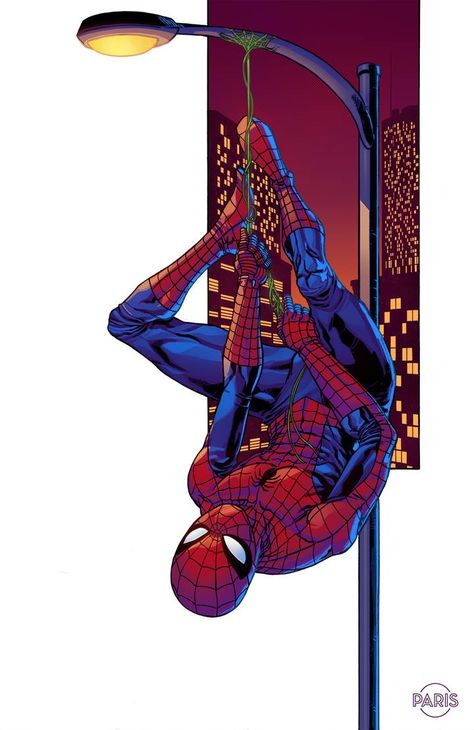 Spider-man Hanging commission by ParisAlleyne Spidey Poses, Spiderman Upside Down, Spiderman Tattoo, Spider Man Art, Scarlet Spider, Spiderman Drawing, Hanging Upside Down, Marvel Tattoos, Spectacular Spider Man