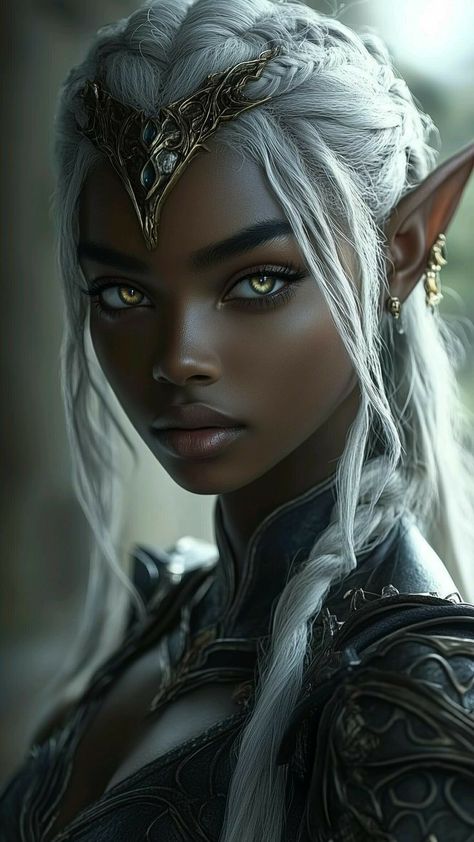 Sp Characters, Elf Druid, Fantasy Demon, Character Portrait, Female Elf, Black Fairy, Elf Art, Queen Art, Book Character