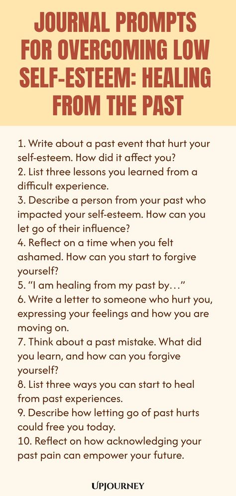 Explore these powerful journal prompts designed to help you overcome low self-esteem and heal from the past. Dive deep into self-reflection and discover ways to boost your confidence and self-worth. Use these prompts as a therapeutic tool for personal growth and self-discovery. Start your journey towards rebuilding a healthier relationship with yourself today. Rebuilding Self Esteem, Self Worth Journal, Healing From The Past, 100 Journal Prompts, Self Knowledge, 36 Questions, Work Etiquette, Blocked Energy, Psychology Terms