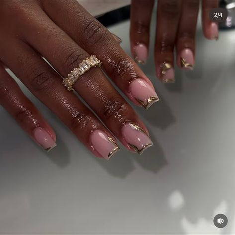 Short Nail Designs Purple, Lilac And Gold Nails, Brides Nails, Classy Simple Nails, Baddies Nails, Gold Chrome Nails, Overlay Nails, Simple Fall Nails, Lilac Nails