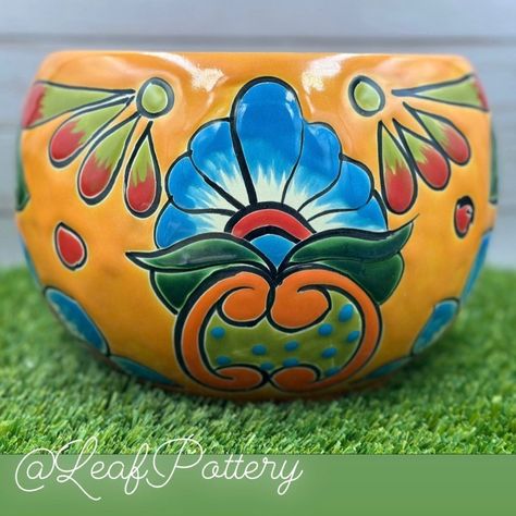 Dimensions: 6.5”H X 9”W, Opening 7.25”,Weight 3lbs 6.7oz, Drainage Hole, Color: Multi Colored, Made In Mexico, Add A Bright Spot To Your Home Or Patio With This Talavera Planter. This Unique Mexican Planter Is The Perfect Home For Your Medium Houseplants. Handmade And Hand Painted By Talented Artisans In Mexico. Don’t Forget To Dress Up Your Plants Teal Vase, Heart Shaped Vase, Talavera Planters, Pink Art Deco, Ceramic Frogs, Ceramic Planter Pots, Native American Pottery, Pink Vase, Bubble Art