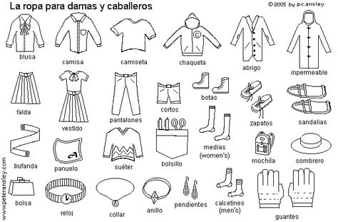 La Ropa Spanish Coloring Worksheets Sketch Coloring Page Speaking Spanish, Spanish Clothing, Homeschool Spanish, Spanish Posters, Middle School Spanish, Spanish Immersion, Spanish Lesson Plans, High School Spanish, Spanish Teaching Resources