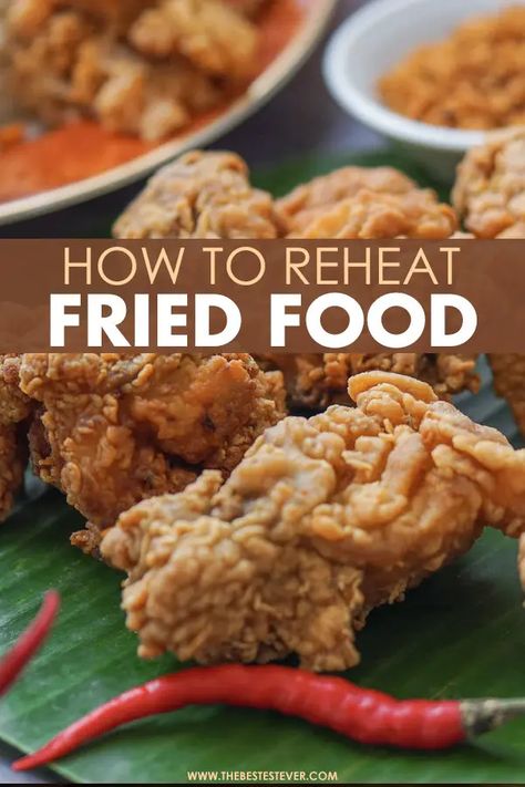 If you want to know how to reheat fried food so that it is crunchy and crispy, as well as steaming how, check out this short guide.  It shows how to use the oven/toaster oven to reheat fried food properly, as well as explains why using the microwave is a bad idea. Oven Crispy Chicken, Reheat Fried Chicken, Deep Fried Mushrooms, How To Reheat Steak, Toaster Oven Recipes, Deep Fried Fish, Reheat Chicken, Deep Fried Food, Fried Oysters