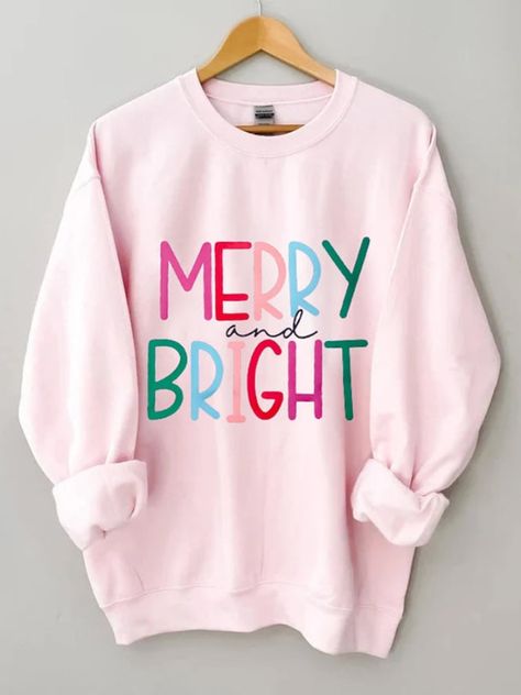 Jumper Ideas, Dropped Shoulder Sweatshirt, Letter Print Sweatshirt, Winter Sweatshirt, Plus Size Kleidung, 가을 패션, Pink Sweatshirt, Christmas Sweatshirts, Casual Sweatshirt