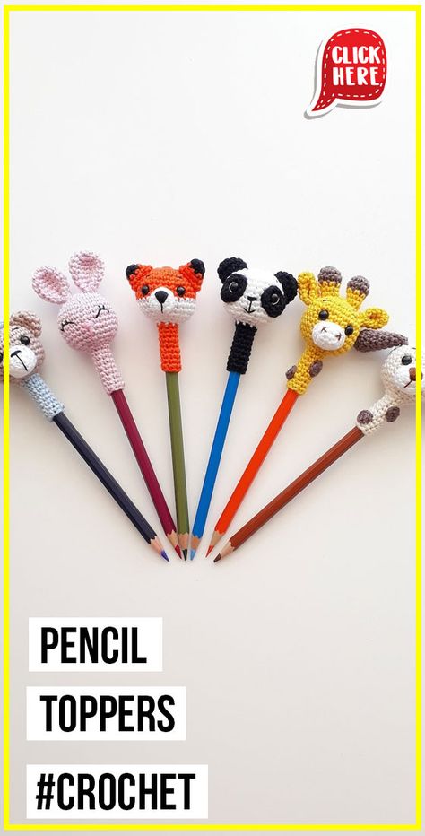 Pen Topper Crochet, Pencil Topper Crochet Free Pattern, Pencil Toppers Crochet, Crochet Pen Toppers Free Pattern, Crochet Pencil Toppers Free Pattern, Crochet Pencil Toppers, Pencil Crochet Pattern, Pencil Toppers Diy, Pencil Crochet