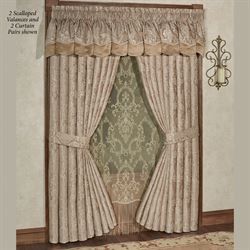 Camelot Scalloped Valance Almond 72 x 20 White Curtains Bedroom, Luxury Window Treatments, Scalloped Valance, Sliding Curtains, Traditional Curtains, Geometric Curtains, Wide Curtains, Decorative Curtain Rods, Gold Curtains